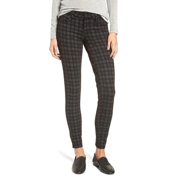 Kut from the Kloth Gray and Black Skinny Pants with Plaid Pattern Size 14L - Picture 1 of 9